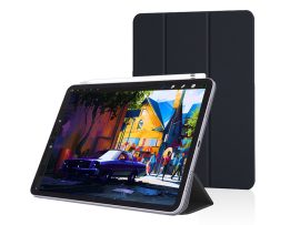 Apple iPad Pro 12.9 (2020/2021/2022) tablet tok (Smart Case) on/off funkcióval, mágneses töltővel - Devia  Intelligent  Both Sides Magnetic Leather Case -      fekete