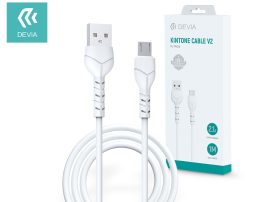 USB - micro USB adat- és töltőkábel 1 m-es vezetékkel - Devia Kintone Cable V2 Series for Micro USB - 5V/2.1A - white