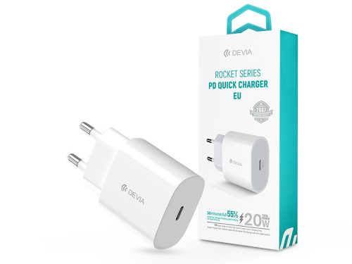 Devia Rocket Series 20W PD hálózati gyorstöltő adapter Type-C - fehér