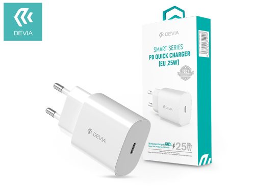 Devia Smart Series 25W PD hálózati gyorstöltő adapter Type-C - fehér