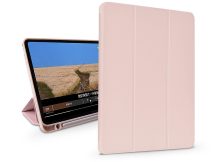   Apple iPad 10.2 (2019/2020/2021) tablet tok (Smart Case) on/off funkcióval,     Apple Pencil tartóval, mágneses töltővel - Devia Leather Case With Pencil Slot -pink