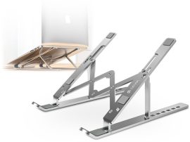 Devia univerzális asztali tablet/laptop tartóállvány max. 16 méretű            készülékekhez - Devia Smart Series Multi-function Folding Stand For             Tablet/Laptop - ezüst"
