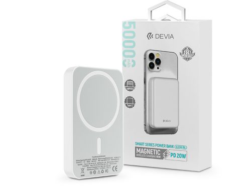 Devia Kintone Series V2 Magnet PD 20W powerbank - Lightning/Type-C - 5000 mAh - fehér