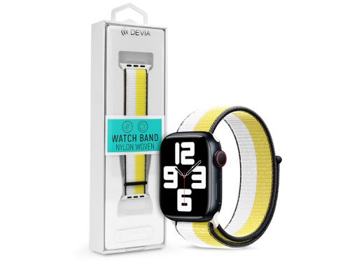 Devia Nylon Woven Braided Apple Watch szövet sport szíj - 38/40/41mm - fehér/sárga