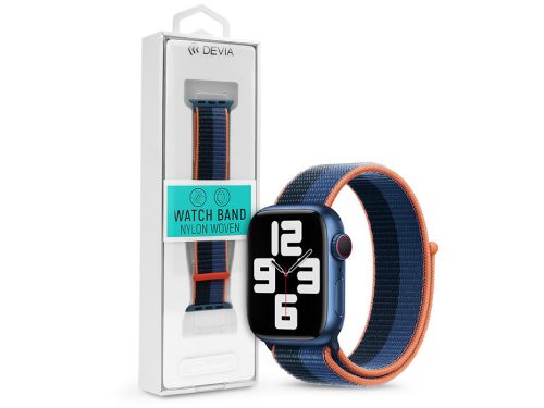 Devia Nylon Woven Braided Apple Watch szövet sport szíj - 42/44/45/49mm - bordó/narancs