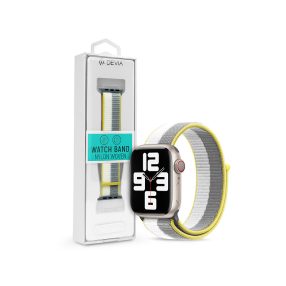   Devia Nylon Woven Braided Apple Watch szövet sport szíj - 42/44/45/49mm - fehér/szürke