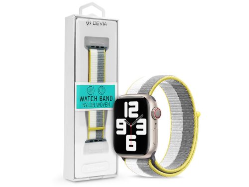 Devia Nylon Woven Braided Apple Watch szövet sport szíj - 42/44/45/49mm - fehér/szürke