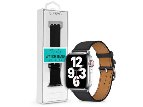Devia Elegant Apple Watch bőr szíj - 42/44/45/49mm - fekete