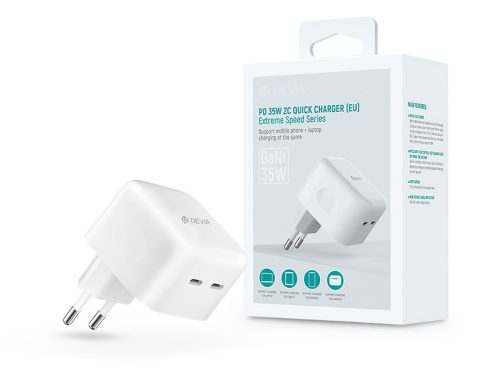 Devia Extreme Speed Series 35W GaN PD+QC hálózati gyorstöltő adapter 2xType-C - fehér