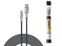  Devia USB - USB Type-C adat- és töltőkábel 1 m-es vezetékkel - Devia Tube Mars  Series Cable With Type-C - 5V/2,1A - fekete