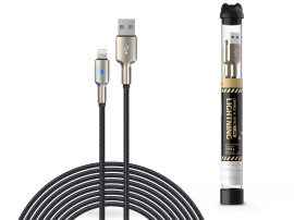 Devia USB - Lightning adat- és töltőkábel 1 m-es vezetékkel - Devia Tube Mars   Series Cable With Lightning - 5V/2,1A - fekete