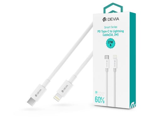 Devia Smart Series 27W PD USB Type-C/Lightning adat- és töltőkábel 2m - fehér