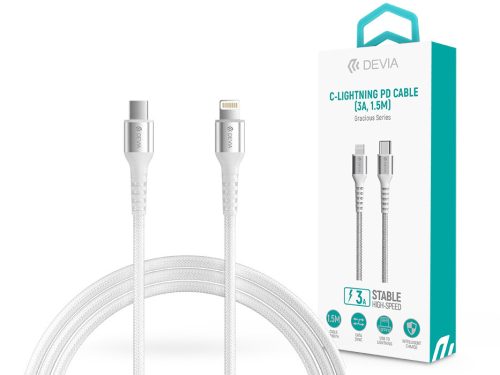 Devia Gracious Series USB Type-C/Lightning adat- és töltőkábel 1,5m - 5V/3A - fehér