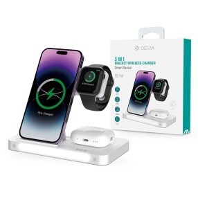   Devia Smart Series 15W Qi 3 In 1 vezeték nélküli töltő Smartphone/iWatch/Airpods - fehér