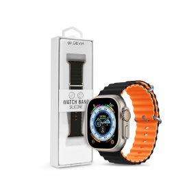   Devia Deluxe Series Sport6 Apple Watch szilikon sport szíj - 38/40/41mm - fekete/narancs