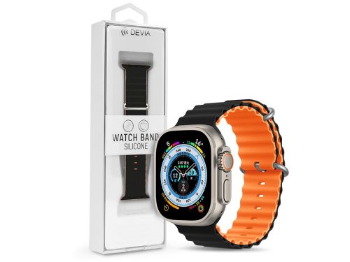 Devia Deluxe Series Sport6 Apple Watch szilikon sport szíj - 38/40/41mm - fekete/narancs