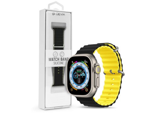 Devia Deluxe Series Sport6 Apple Watch szilikon sport szíj - 38/40/41mm - fekete/sárga