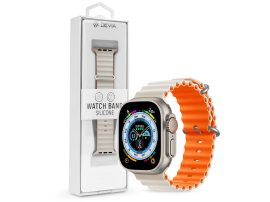 Apple Watch szilikon sport szíj - Deluxe Series Sport6 Silicone Two-tone Watch Band - 38/40/41 mm - starlight/orange