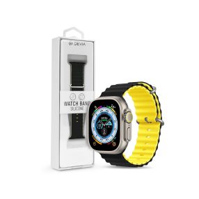   Devia Deluxe Series Sport6 Apple Watch szilikon sport szíj - 42/44/45/49mm - fekete/sárga