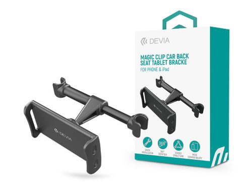 Devia telefon/tablet autós tartó fejtámlára - 5 - 12 méret - fekete"