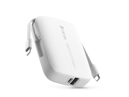 Devia Kintone Series - USB + Type-C - powerbank + Type-C/Lightning kábel - 10.000 mAh - fehér