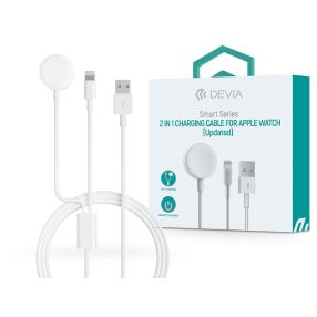  Devia Smart Series 2 in 1 mágneses töltőkábel Apple Watch-hoz + USB-A/Lightning kábel - fehér