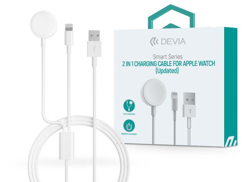 Devia Smart Series 2 in 1 mágneses töltőkábel Apple Watch-hoz + USB-A/Lightning kábel - fehér