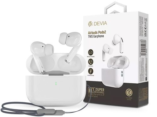Devia Airbuds Pods2 Bluetooth sztereó headset - fehér