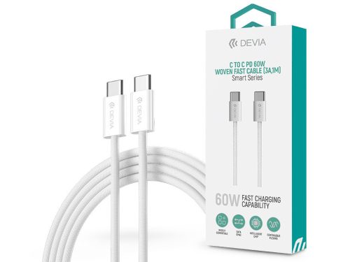 Devia Smart Series 60W PD Type-C/Type-C adat-és töltőkábel 1m - fehér