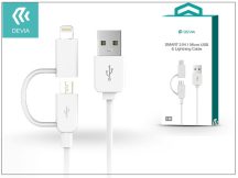   Devia USB adat- és töltőkábel 1 m-es vezetékkel - Devia Smart 2in1 Charging     Cable for Lightning/Micro USB - white