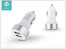   Devia Smart Dual USB szivargyújtós töltő adapter - 5V/2,4A - white/silver