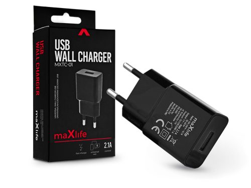 Maxlife MXTC-01 10W USB hálózati töltő adapter - fekete