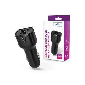 Setty 12W 2xUSB autós töltő adapter - fekete