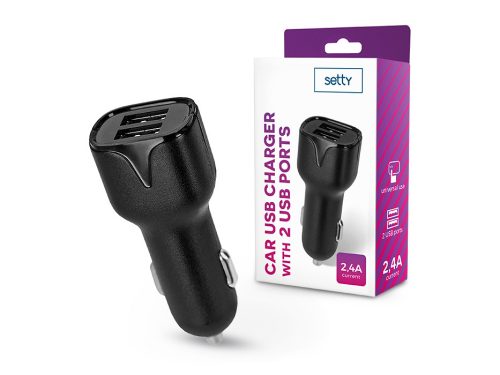 Setty 12W 2xUSB autós töltő adapter - fekete