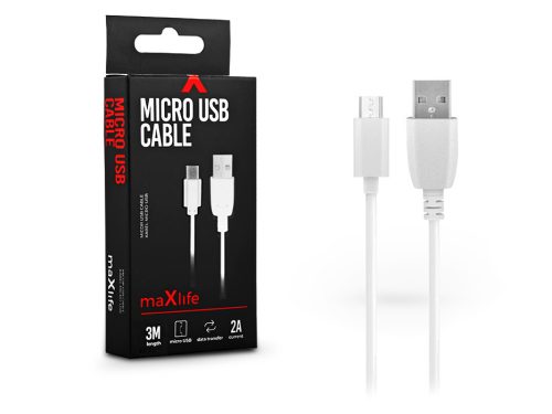 Maxlife 10W USB/microUSB adat- és töltőkábel 3m - fehér