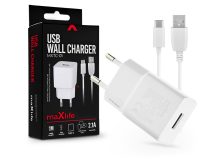   Maxlife USB hálózati töltő adapter + USB - Type-C kábel 1 m-es vezetékkel -     Maxlife MXTC-01 USB Wall Charger - 5V/2,1A - fehér