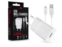   Maxlife USB hálózati töltő adapter + USB - Lightning kábel 1 m-es vezetékkel -  Maxlife MXTC-01 USB Wall Charger - 5V/1A - fehér