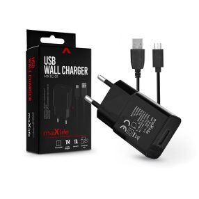   Maxlife MXTC-01 5W hálózati töltő adapter + USB/microUSB kábel 1m - fekete