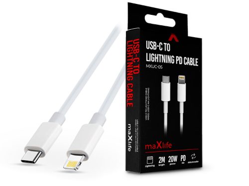 Maxlife MXUC-05 20W PD Type-C/Lightning adat- és töltőkábel 2m - fehér
