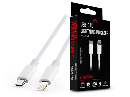 Maxlife MXUC-05 20W PD Type-C/Lightning adat- és töltőkábel 1m - fehér