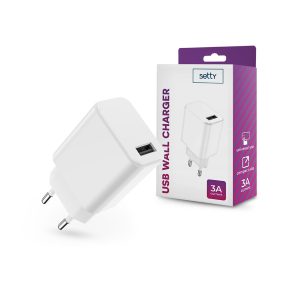 Setty 15W USB hálózati töltő adapter - fehér