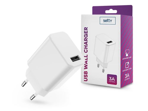 Setty 15W USB hálózati töltő adapter - fehér