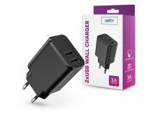   Setty 2xUSB hálózati töltő adapter - Setty USB Wall Charger - 5V/3A - fekete