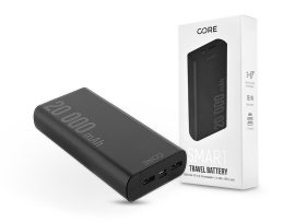 Univerzális hordozható, asztali akkumulátor töltő - Core SPF-02 Smart Power Bank- 2xUSB + Type-C + PD + QC3.0 - 20.000 mAh - fekete