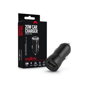   Maxlife MXCC-04 20W PD+QC autós gyorstöltő adapter USB+Type-C - fekete