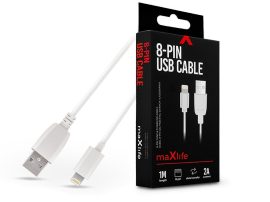 Maxlife USB - Lightning adat- és töltőkábel 1 m-es vezetékkel - Maxlife 8-PIN   USB Cable - 5V/2A - fehér