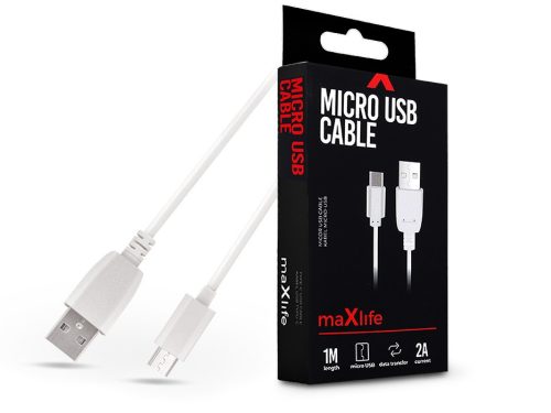 Maxlife 10W USB/microUSB adat- és töltőkábel 1m - fehér