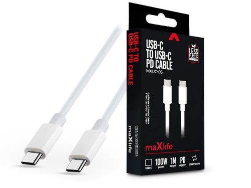 Maxlife MXUC-05 100W PD Type-C/Type-C adat- és töltőkábel 1m - fehér