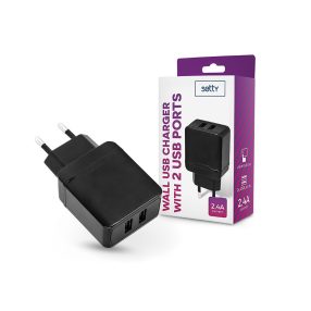 Setty 12W 2xUSB hálózati töltő adapter - fekete