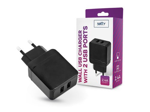 Setty 12W 2xUSB hálózati töltő adapter - fekete